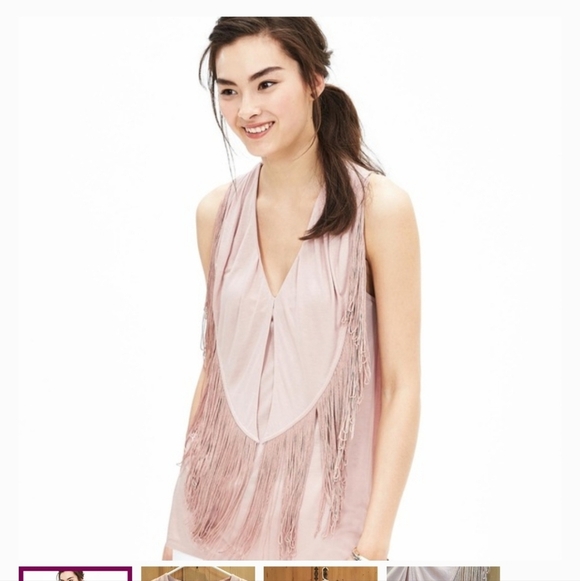 Banana Republic Tops - Banana Republic Womens Tiered Fringe Pink Tank Shirt Size XL